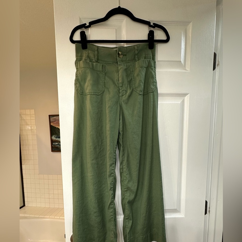 Anthropologie Maeve Colette Linen-Blend Crop Wide Leg pants